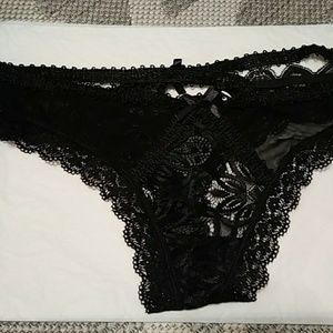 Black lace thong